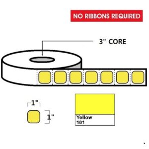DIRECT THERMAL LABELS - 1" X 1", YELLOW (PMS101)