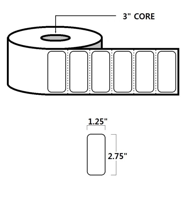 DIRECT THERMAL LABELS - 2.75" X 1.25", WHITE