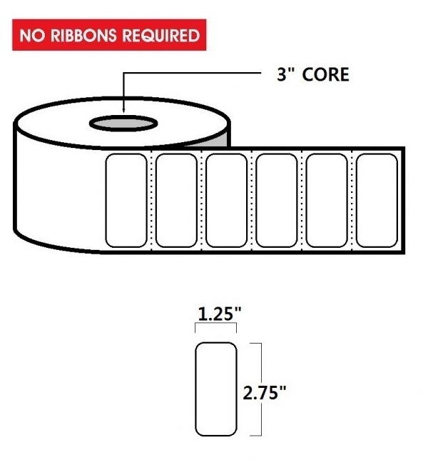 DIRECT THERMAL LABELS - 2.75" X 1.25", WHITE - Image 3