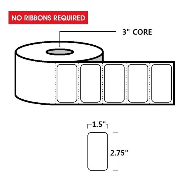 DIRECT THERMAL LABELS - 2.75" X 1.5", WHITE - Image 3