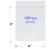 SKmax 2 MIL CLEAR RECLOSABLE ZIP TOP LOCK STORAGE BAGS 6" X 9" (1000PCS)